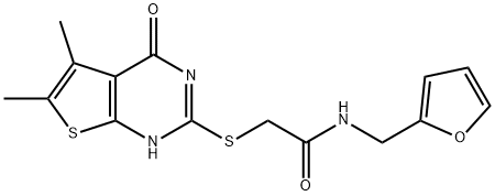 2-[(5,6-dimethyl-4-oxo-3,4-dihydrothieno[2,3-d]pyrimidin-2-yl)sulfanyl]-N-(2-furylmethyl)acetamide,325476-41-3,结构式