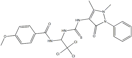 4-methoxy-N-[2,2,2-trichloro-1-({[(1,5-dimethyl-3-oxo-2-phenyl-2,3-dihydro-1H-pyrazol-4-yl)amino]carbothioyl}amino)ethyl]benzamide Structure