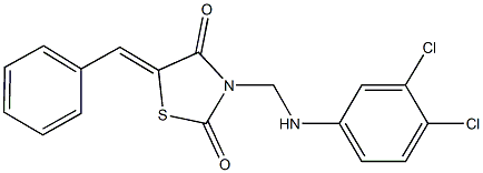 5-benzylidene-3-[(3,4-dichloroanilino)methyl]-1,3-thiazolidine-2,4-dione 化学構造式