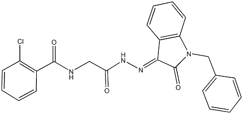 N-{2-[2-(1-benzyl-2-oxo-1,2-dihydro-3H-indol-3-ylidene)hydrazino]-2-oxoethyl}-2-chlorobenzamide Struktur