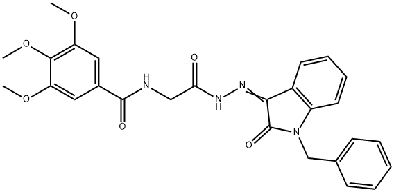 N-{2-[2-(1-benzyl-2-oxo-1,2-dihydro-3H-indol-3-ylidene)hydrazino]-2-oxoethyl}-3,4,5-trimethoxybenzamide Structure