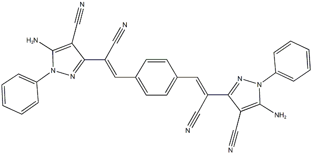 5-amino-3-(2-{4-[2-(5-amino-4-cyano-1-phenyl-1H-pyrazol-3-yl)-2-cyanovinyl]phenyl}-1-cyanovinyl)-1-phenyl-1H-pyrazole-4-carbonitrile,325690-31-1,结构式