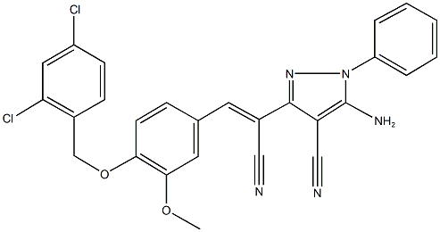5-amino-3-(1-cyano-2-{4-[(2,4-dichlorobenzyl)oxy]-3-methoxyphenyl}vinyl)-1-phenyl-1H-pyrazole-4-carbonitrile Structure