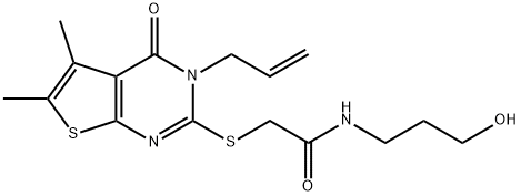 2-[(3-allyl-5,6-dimethyl-4-oxo-3,4-dihydrothieno[2,3-d]pyrimidin-2-yl)sulfanyl]-N-(3-hydroxypropyl)acetamide Structure