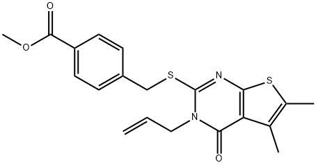 methyl 4-{[(3-allyl-5,6-dimethyl-4-oxo-3,4-dihydrothieno[2,3-d]pyrimidin-2-yl)sulfanyl]methyl}benzoate Structure