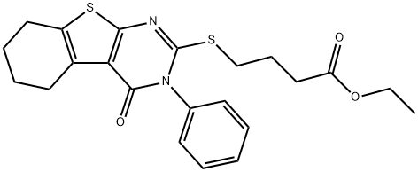 ethyl 4-[(4-oxo-3-phenyl-3,4,5,6,7,8-hexahydro[1]benzothieno[2,3-d]pyrimidin-2-yl)sulfanyl]butanoate Structure