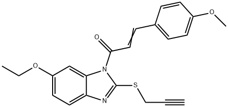 6-ethoxy-1-[3-(4-methoxyphenyl)acryloyl]-2-(2-propynylsulfanyl)-1H-benzimidazole Struktur