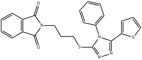 2-(3-{[4-phenyl-5-(2-thienyl)-4H-1,2,4-triazol-3-yl]sulfanyl}propyl)-1H-isoindole-1,3(2H)-dione Struktur