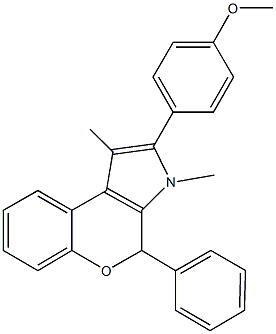 2-(4-methoxyphenyl)-1,3-dimethyl-4-phenyl-3,4-dihydrochromeno[3,4-b]pyrrole 化学構造式
