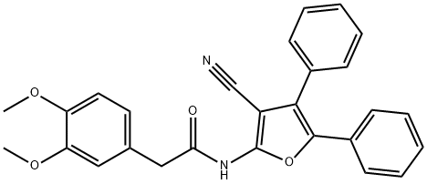 N-(3-cyano-4,5-diphenyl-2-furyl)-2-(3,4-dimethoxyphenyl)acetamide Struktur