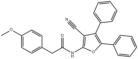 N-(3-cyano-4,5-diphenyl-2-furyl)-2-(4-methoxyphenyl)acetamide Struktur