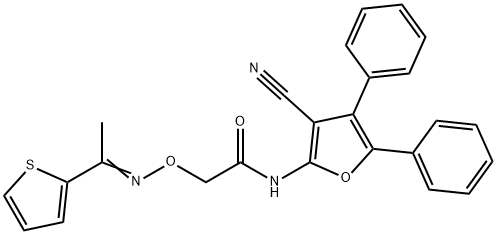 N-(3-cyano-4,5-diphenyl-2-furyl)-2-({[1-(2-thienyl)ethylidene]amino}oxy)acetamide Structure