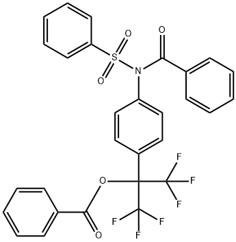 1-{4-[benzoyl(phenylsulfonyl)amino]phenyl}-2,2,2-trifluoro-1-(trifluoromethyl)ethyl benzoate Struktur