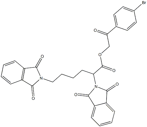 2-(4-bromophenyl)-2-oxoethyl 2,6-bis(1,3-dioxo-1,3-dihydro-2H-isoindol-2-yl)hexanoate Structure