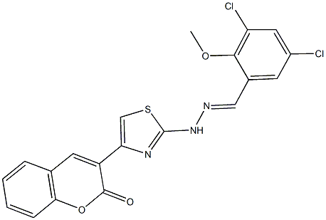 3,5-dichloro-2-methoxybenzaldehyde [4-(2-oxo-2H-chromen-3-yl)-1,3-thiazol-2-yl]hydrazone Struktur