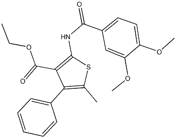 ethyl 2-[(3,4-dimethoxybenzoyl)amino]-5-methyl-4-phenyl-3-thiophenecarboxylate 结构式