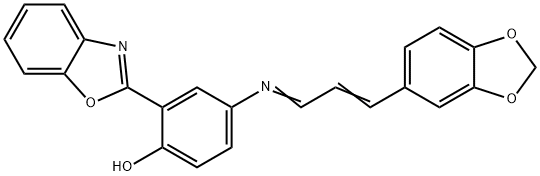 4-{[3-(1,3-benzodioxol-5-yl)-2-propenylidene]amino}-2-(1,3-benzoxazol-2-yl)phenol Structure