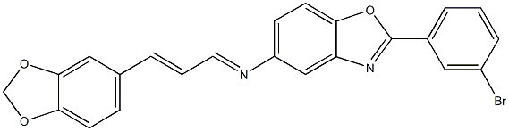 N-[3-(1,3-benzodioxol-5-yl)-2-propenylidene]-N-[2-(3-bromophenyl)-1,3-benzoxazol-5-yl]amine Structure