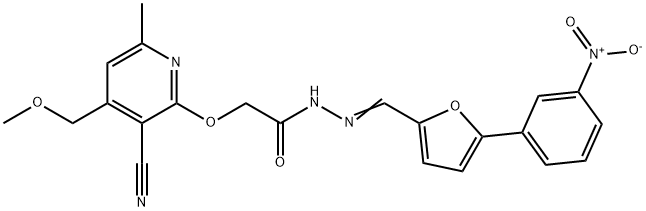 2-{[3-cyano-4-(methoxymethyl)-6-methyl-2-pyridinyl]oxy}-N'-[(5-{3-nitrophenyl}-2-furyl)methylene]acetohydrazide 结构式