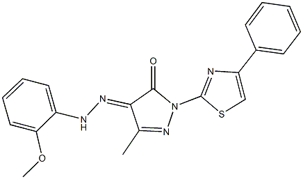 3-methyl-1-(4-phenyl-1,3-thiazol-2-yl)-1H-pyrazole-4,5-dione 4-[(2-methoxyphenyl)hydrazone]|