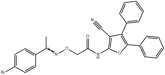 2-({[1-(4-bromophenyl)ethylidene]amino}oxy)-N-(3-cyano-4,5-diphenyl-2-furyl)acetamide Structure