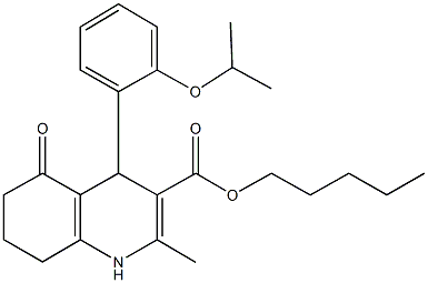 pentyl 4-(2-isopropoxyphenyl)-2-methyl-5-oxo-1,4,5,6,7,8-hexahydro-3-quinolinecarboxylate 化学構造式