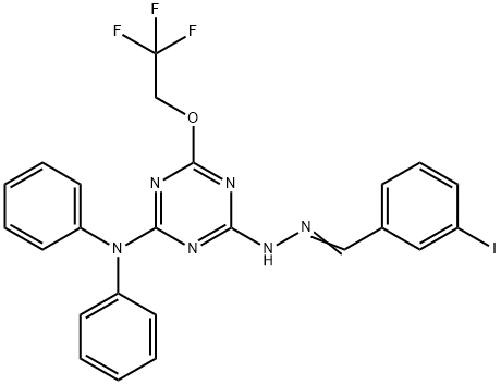 3-iodobenzaldehyde [4-(diphenylamino)-6-(2,2,2-trifluoroethoxy)-1,3,5-triazin-2-yl]hydrazone,325990-11-2,结构式