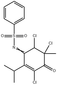 N-(3,5,6-trichloro-2-isopropyl-5-methyl-4-oxo-2-cyclohexen-1-ylidene)benzenesulfonamide,326006-40-0,结构式