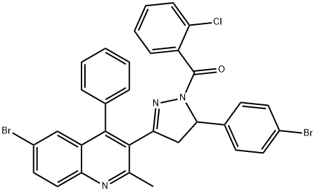 6-bromo-3-[5-(4-bromophenyl)-1-(2-chlorobenzoyl)-4,5-dihydro-1H-pyrazol-3-yl]-2-methyl-4-phenylquinoline Structure