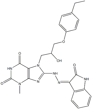 7-[3-(4-ethylphenoxy)-2-hydroxypropyl]-3-methyl-8-[2-(2-oxo-1,2-dihydro-3H-indol-3-ylidene)hydrazino]-3,7-dihydro-1H-purine-2,6-dione,326018-61-5,结构式