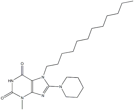 7-dodecyl-3-methyl-8-piperidin-1-yl-3,7-dihydro-1H-purine-2,6-dione 化学構造式