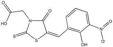 (5-{2-hydroxy-3-nitrobenzylidene}-4-oxo-2-thioxo-1,3-thiazolidin-3-yl)acetic acid 结构式