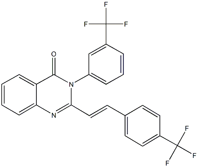 3-[3-(trifluoromethyl)phenyl]-2-{2-[4-(trifluoromethyl)phenyl]vinyl}-4(3H)-quinazolinone Struktur