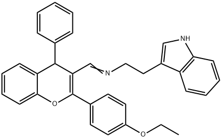 N-{[2-(4-ethoxyphenyl)-4-phenyl-4H-chromen-3-yl]methylene}-N-[2-(1H-indol-3-yl)ethyl]amine Struktur
