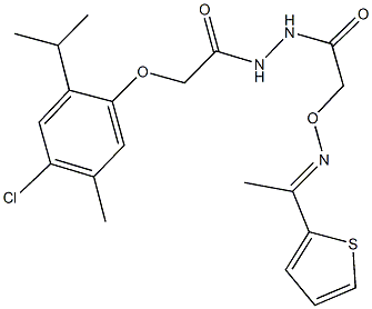 N'-[(4-chloro-2-isopropyl-5-methylphenoxy)acetyl]-2-({[1-(2-thienyl)ethylidene]amino}oxy)acetohydrazide Struktur