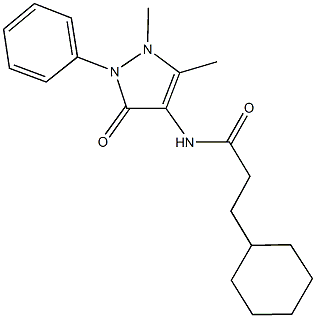3-cyclohexyl-N-(1,5-dimethyl-3-oxo-2-phenyl-2,3-dihydro-1H-pyrazol-4-yl)propanamide Struktur