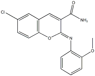 6-chloro-2-[(2-methoxyphenyl)imino]-2H-chromene-3-carboxamide,326871-59-4,结构式