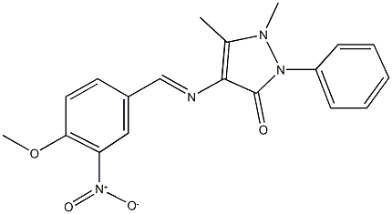 4-({3-nitro-4-methoxybenzylidene}amino)-1,5-dimethyl-2-phenyl-1,2-dihydro-3H-pyrazol-3-one Structure