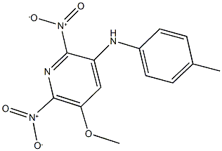 2,6-bisnitro-3-methoxy-5-(4-toluidino)pyridine Struktur