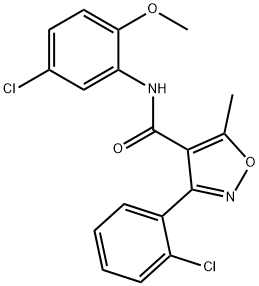 N-(5-chloro-2-methoxyphenyl)-3-(2-chlorophenyl)-5-methylisoxazole-4-carboxamide 结构式