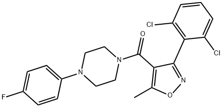 1-{[3-(2,6-dichlorophenyl)-5-methyl-4-isoxazolyl]carbonyl}-4-(4-fluorophenyl)piperazine 化学構造式