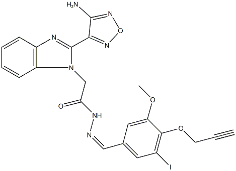 2-[2-(4-amino-1,2,5-oxadiazol-3-yl)-1H-benzimidazol-1-yl]-N'-[3-iodo-5-methoxy-4-(2-propynyloxy)benzylidene]acetohydrazide Structure