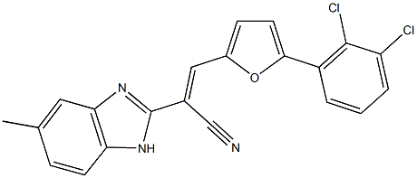 3-[5-(2,3-dichlorophenyl)-2-furyl]-2-(5-methyl-1H-benzimidazol-2-yl)acrylonitrile 结构式