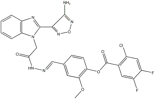 4-(2-{[2-(4-amino-1,2,5-oxadiazol-3-yl)-1H-benzimidazol-1-yl]acetyl}carbohydrazonoyl)-2-methoxyphenyl 2-chloro-4,5-difluorobenzoate 结构式