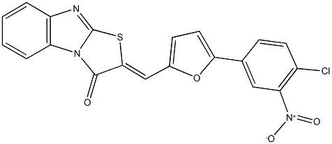 2-[(5-{4-chloro-3-nitrophenyl}-2-furyl)methylene][1,3]thiazolo[3,2-a]benzimidazol-3(2H)-one 结构式