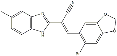 3-(6-bromo-1,3-benzodioxol-5-yl)-2-(5-methyl-1H-benzimidazol-2-yl)acrylonitrile,326905-92-4,结构式