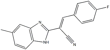 3-(4-fluorophenyl)-2-(5-methyl-1H-benzimidazol-2-yl)acrylonitrile 化学構造式