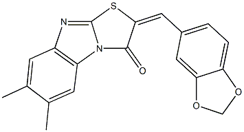 2-(1,3-benzodioxol-5-ylmethylene)-6,7-dimethyl[1,3]thiazolo[3,2-a]benzimidazol-3(2H)-one Structure