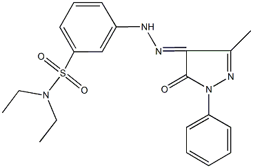 N,N-diethyl-3-[2-(3-methyl-5-oxo-1-phenyl-1,5-dihydro-4H-pyrazol-4-ylidene)hydrazino]benzenesulfonamide 化学構造式