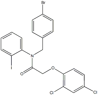 N-(4-bromobenzyl)-2-(2,4-dichlorophenoxy)-N-(2-iodophenyl)acetamide 化学構造式